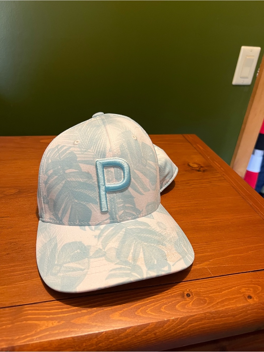 Puma Light Blue and White Palm-Print Golf Cap